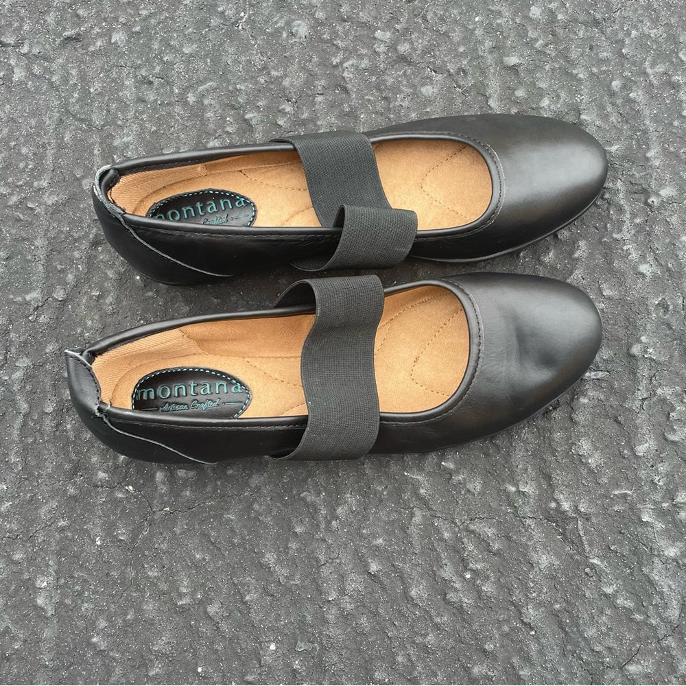 Montana Artisan Crafted Women’s Black Leather Comfort Slip On Shoes. SZ …